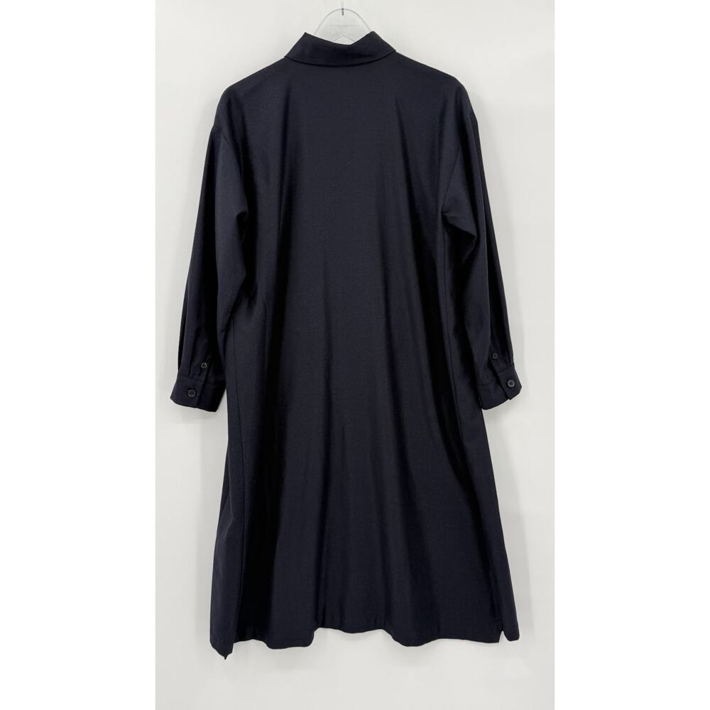 Eskandar Wool Silk Midi Shirtdress Button Up Lagenlook Minimal Size 0 (US 6-8) - Picture 5 of 10